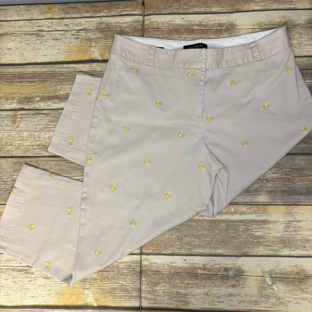 Talbots Heritage Preppy Summer Capri Embroidered Lemon Womens Sz 10‎ Petite